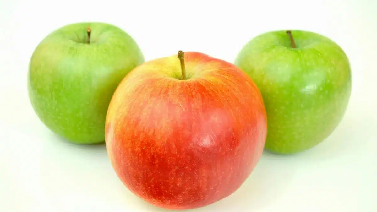 Vibrant close-up of red and green apples showcasing freshness. Ideal for food and health themes.