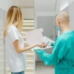 Doctors collaborating in a bright clinic, highlighting teamwork and healthcare.