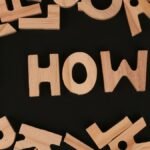 Top view of scattered wooden letters with 'HOW' centered on a dark surface, promoting inquiry.
