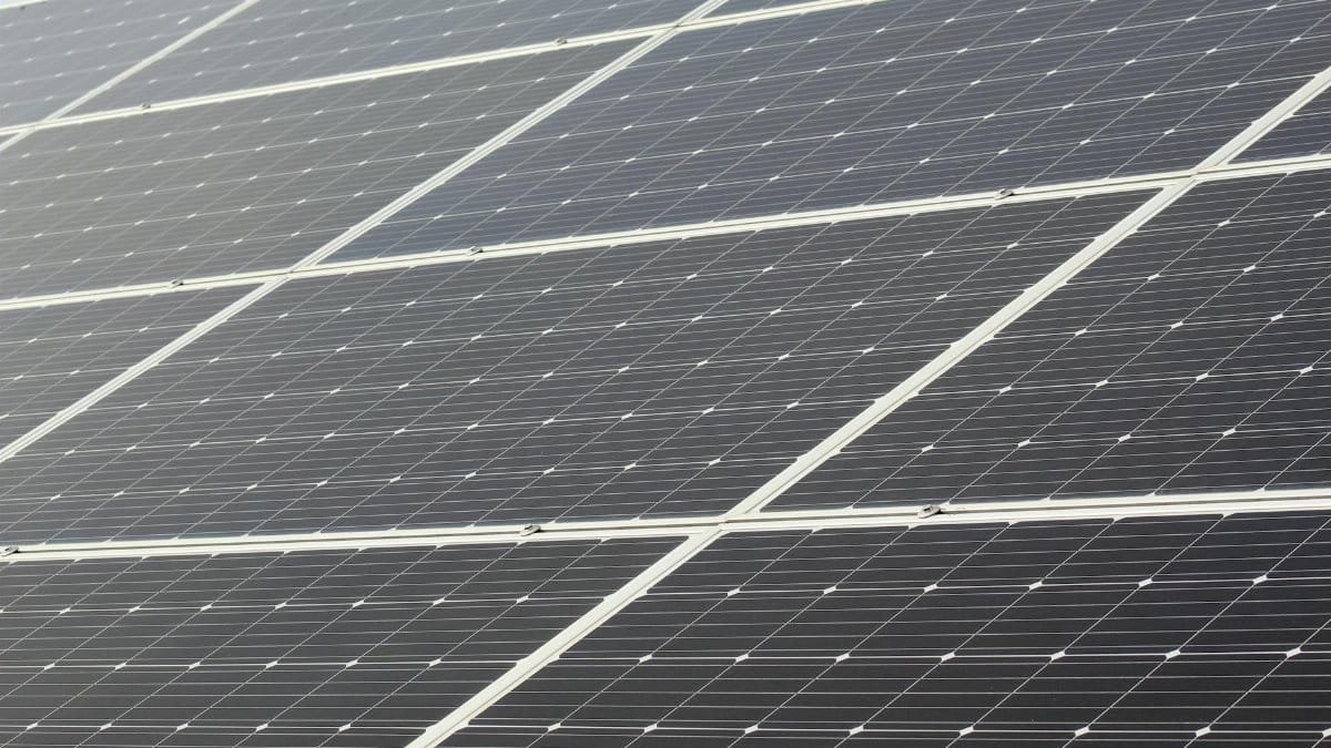 Detailed close-up of solar panels harnessing sunlight for sustainable energy generation.