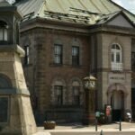 A classic stone building and clock tower in Otaru, Japan's charming historic district.