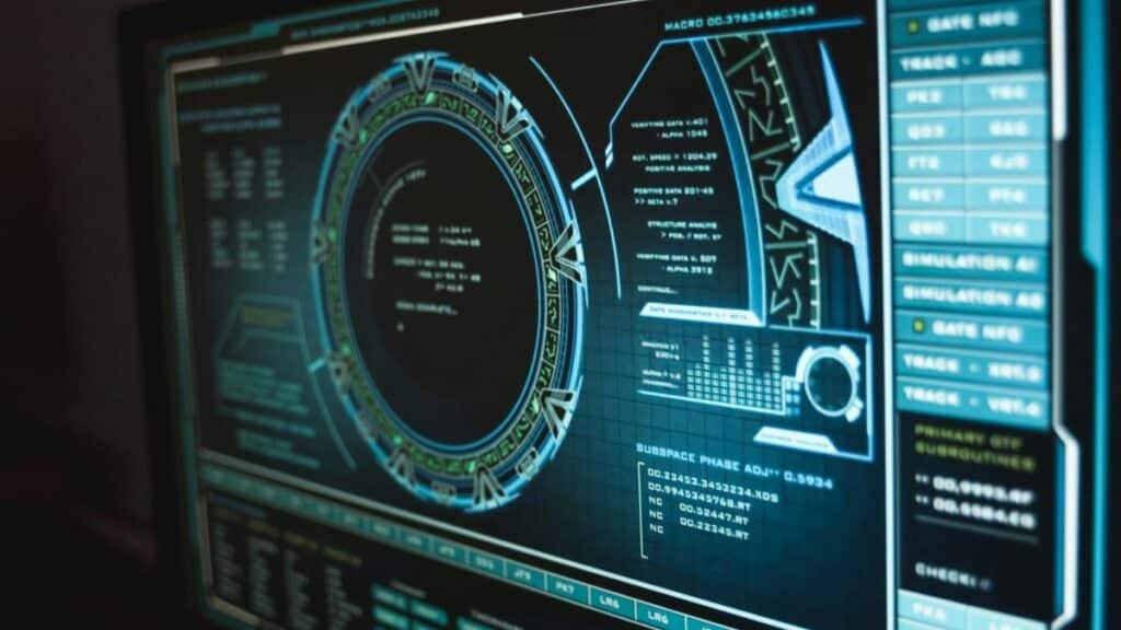 Close-up view of a high-tech computer interface displaying cyber security data, enhancing digital protection.