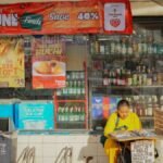 A vibrant street scene outside a convenience store in Pasig, Metro Manila, showcasing everyday life.