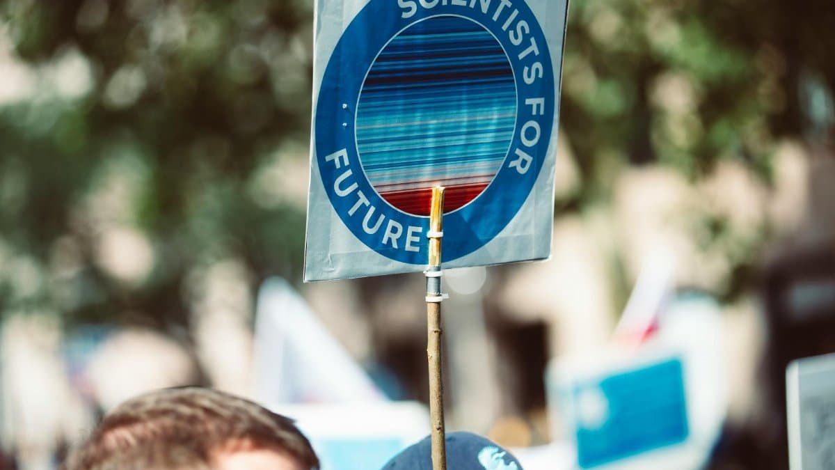 Protesters in Nuremberg advocate for climate action with 'Scientists for Future' signs.