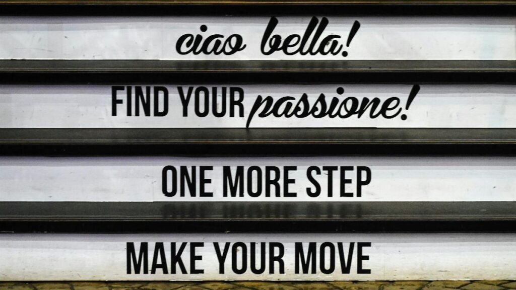 Inspirational messages displayed on stairs, encouraging motivation and positivity.