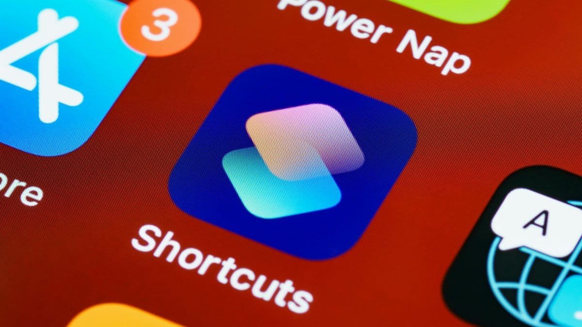 Detailed close-up of smartphone home screen displaying app icons like Shortcuts and Power Nap.