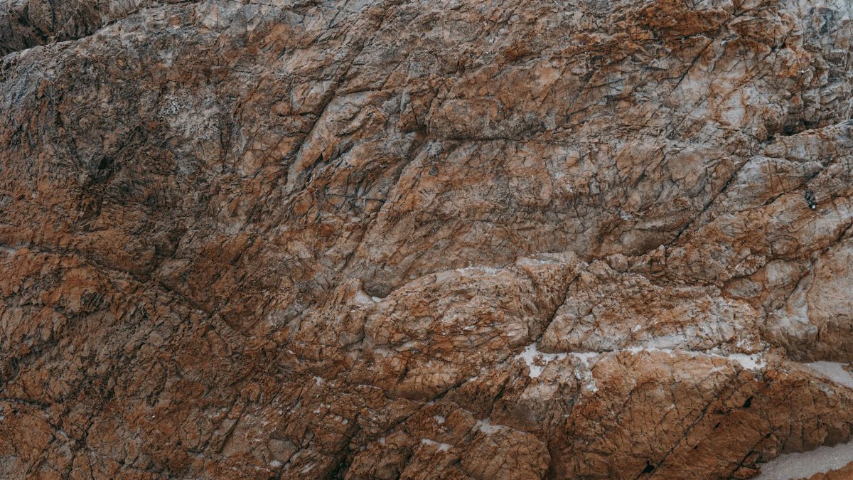 Close-up of a textured rock surface showcasing natural patterns and earthy tones, perfect for backgrounds.