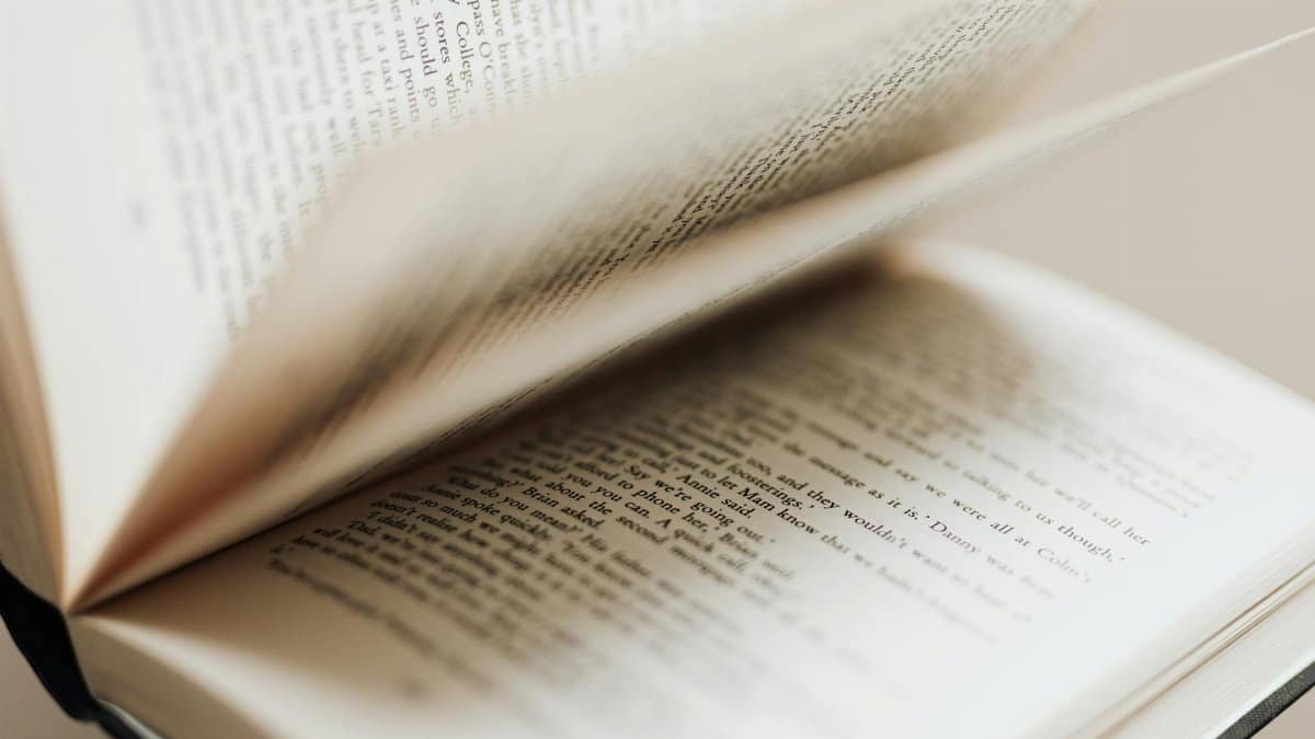 A close-up shot of book pages fanning out, capturing the essence of literature.