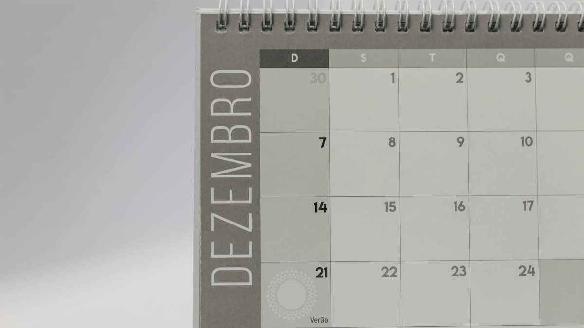 Simple minimalist calendar page for December with clean design.