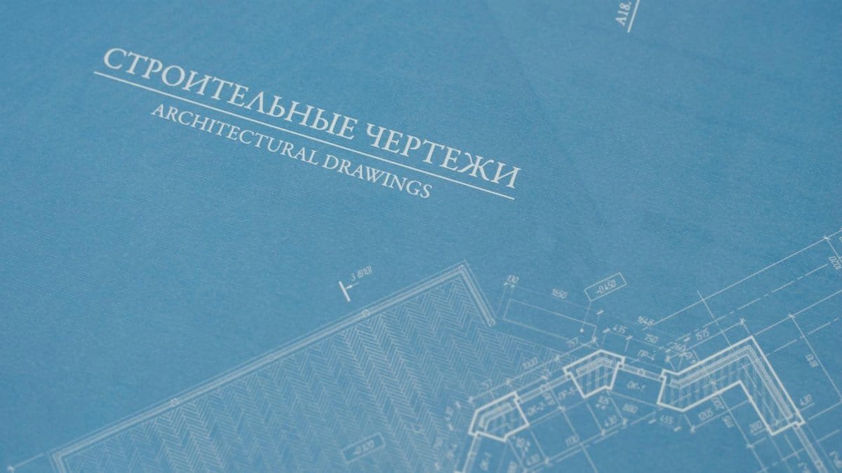 Close-up of detailed blueprints highlighting architectural design elements.