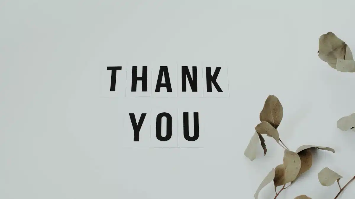 A minimalist thank you note with eucalyptus leaves, perfect for expressing gratitude.